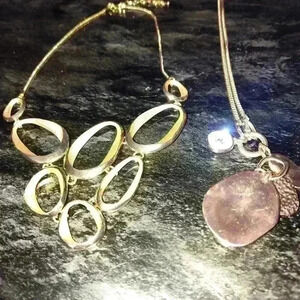 Bundle of two gold tone necklaces